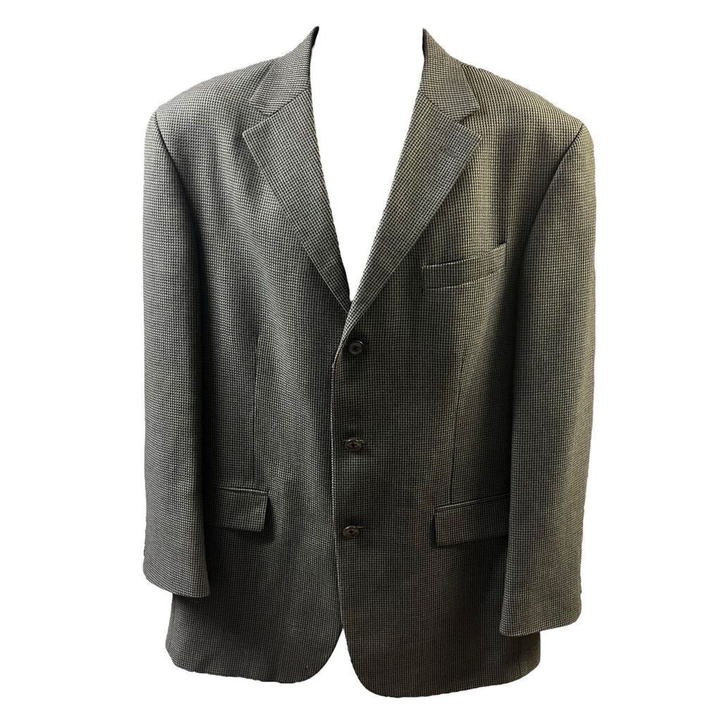 Oscar De La Renta Men Wool Houndstooth Blazer Jacket Business Formal Classic 42R